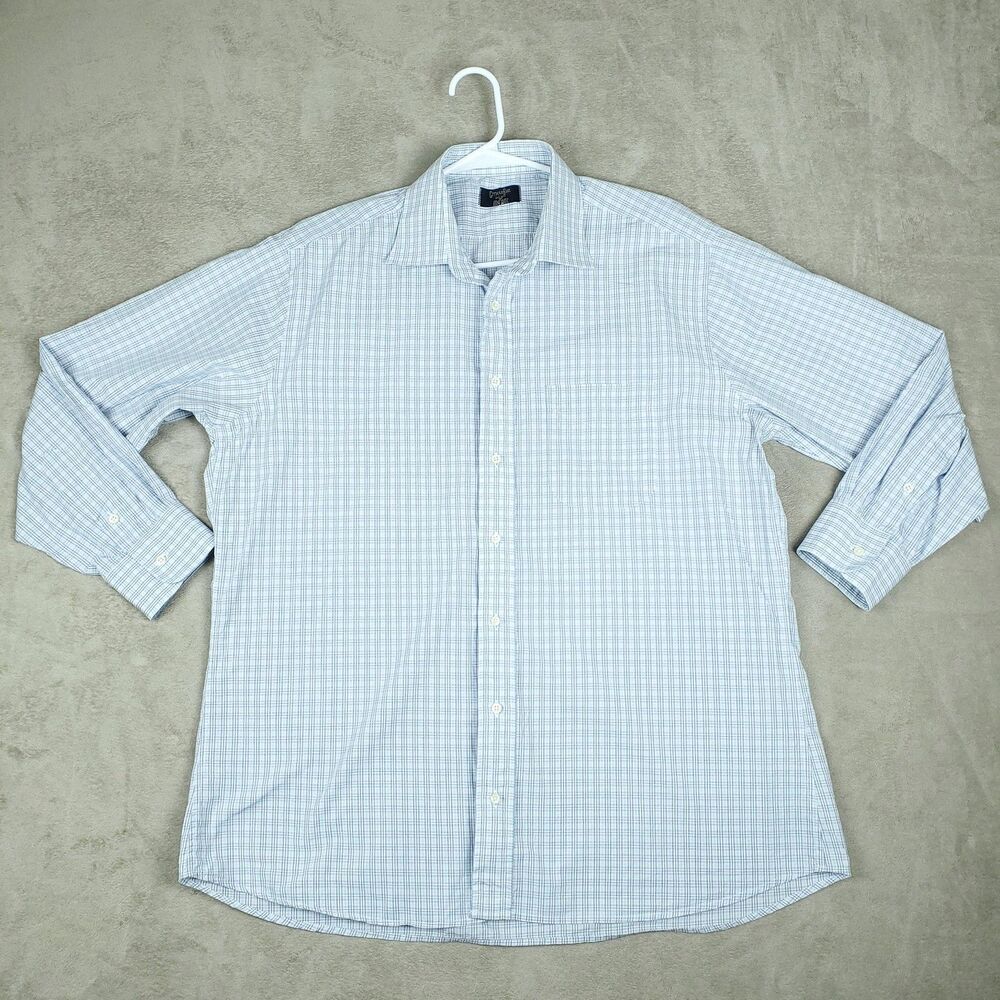 Gitman Bros Dress Shirt Mens 17 34/35 Blue Check Long Sleeve Made in USA